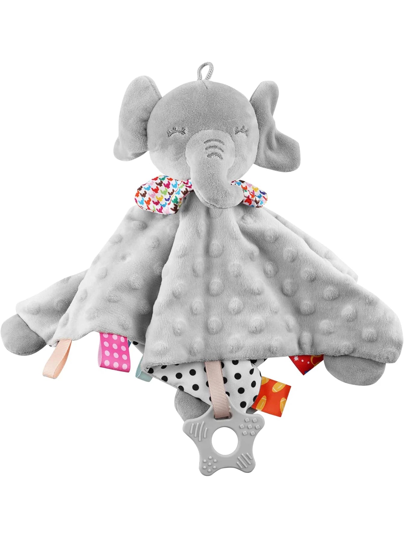 Doudou hochet pour bébé – éléphant en tissu doux apaisant