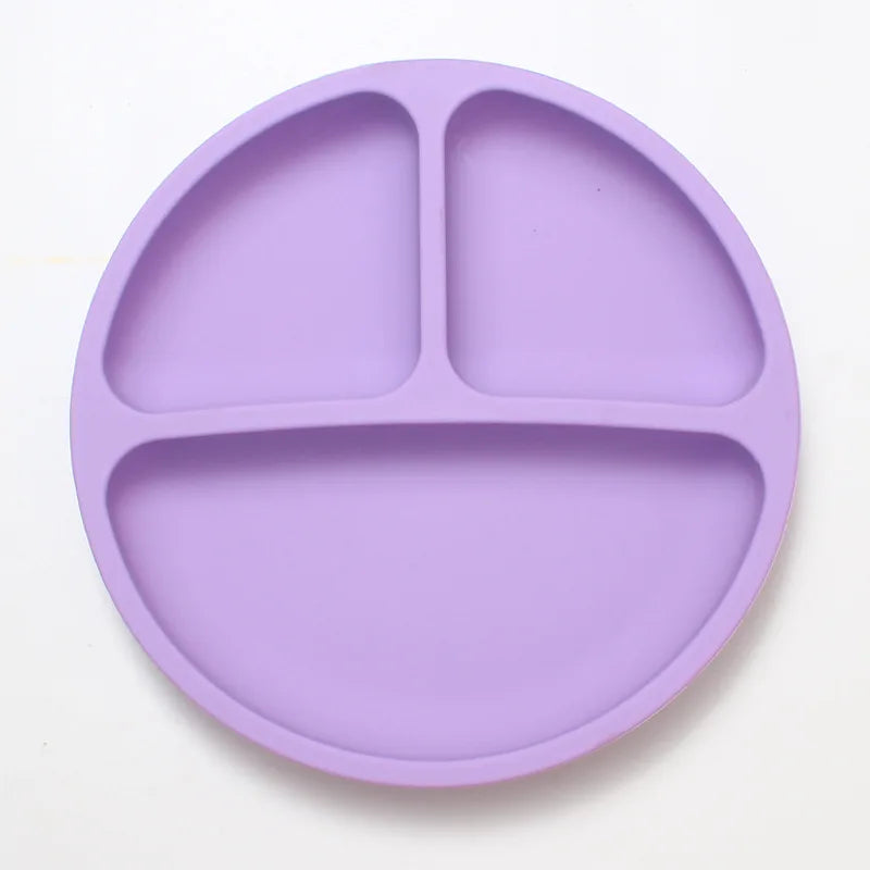 Assiette bébé compartimentée en silicone alimentaire – Avec ventouse, sans BPA