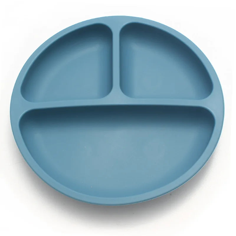 Assiette bébé compartimentée en silicone alimentaire – Avec ventouse, sans BPA