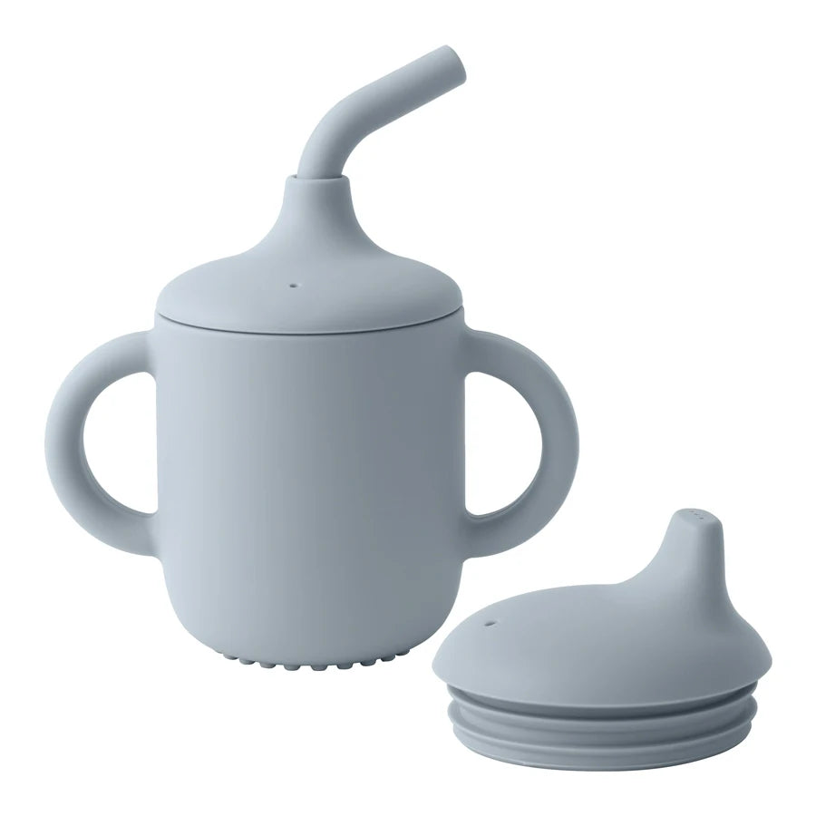 Tasse d’apprentissage en silicone 2 en 1 – Gobelet avec paille + couvercle snack | Sans BPA