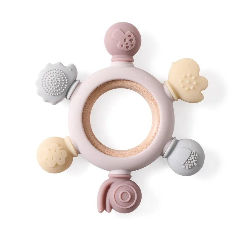 Hochet de dentition en silicone – jouet sensoriel pour bébé