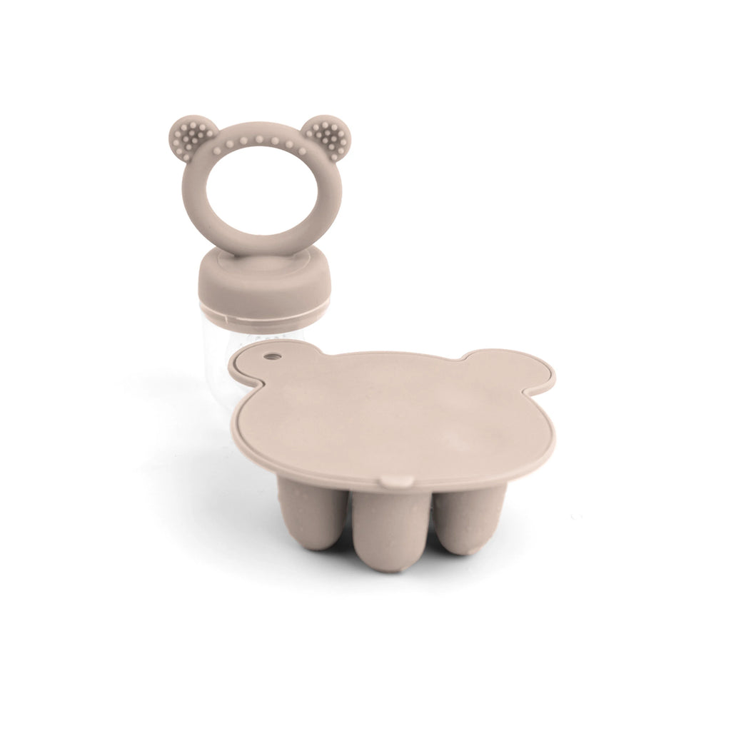 Moule silicone multifonction bébé – Tétine grignoteuse + bac de congélation ourson pour lait maternel, fruits ou purées
