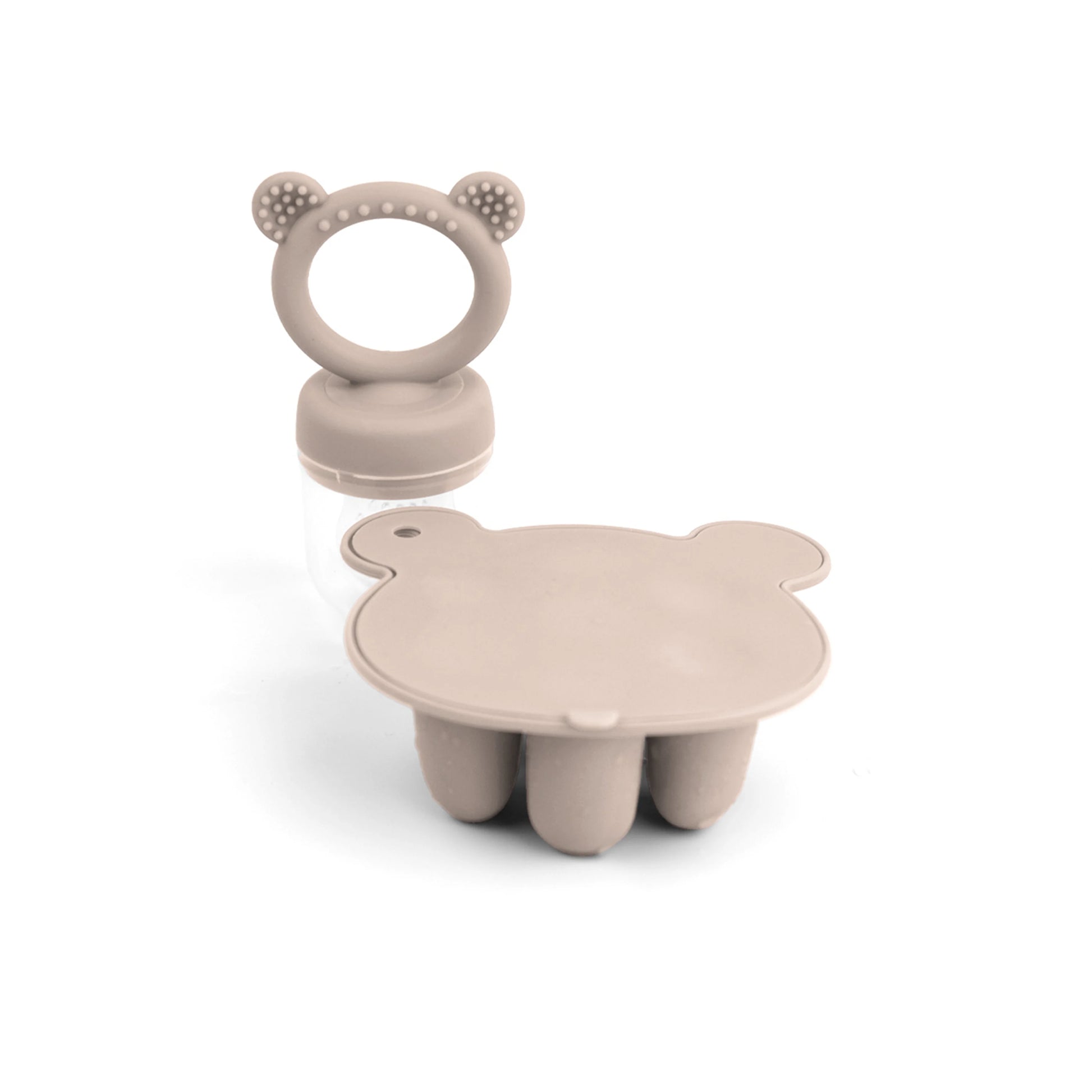 Moule silicone multifonction bébé – Tétine grignoteuse + bac de congélation ourson pour lait maternel, fruits ou purées