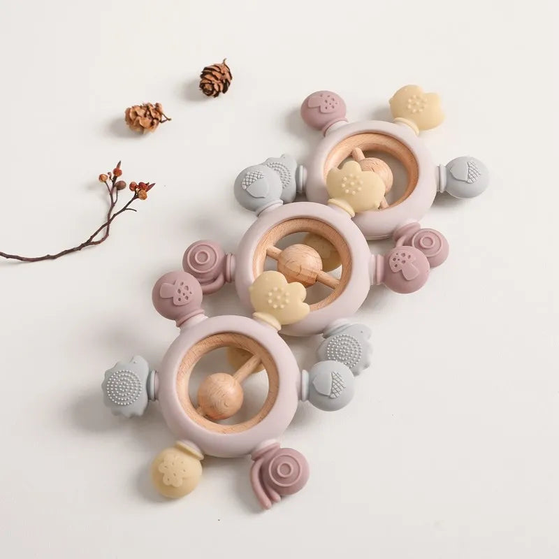 Hochet de dentition en silicone – jouet sensoriel pour bébé