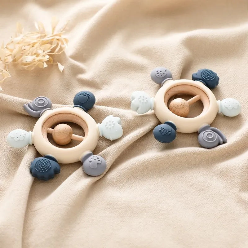 Hochet de dentition en silicone – jouet sensoriel pour bébé
