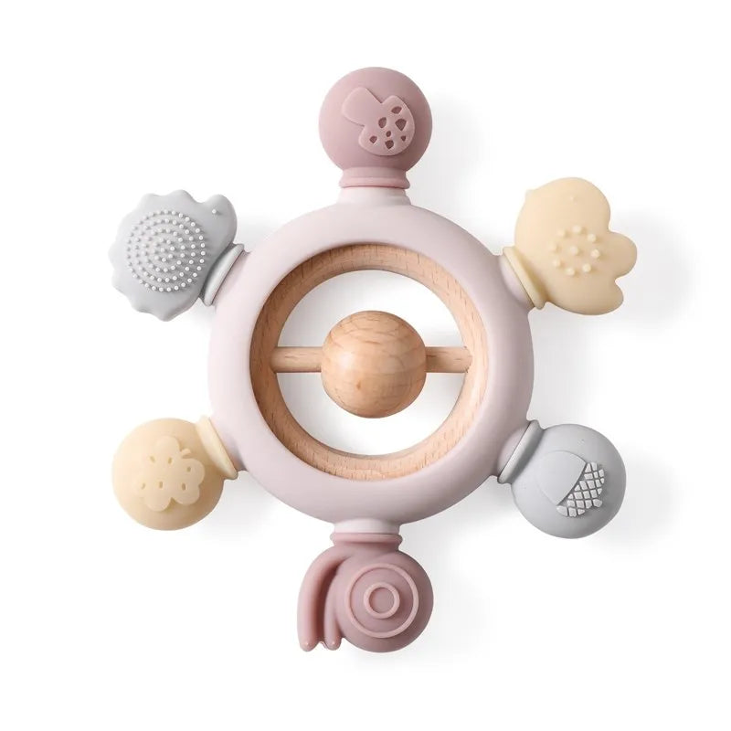 Hochet de dentition en silicone – jouet sensoriel pour bébé