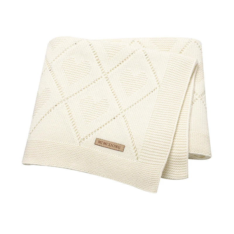 Couverture bébé douce en coton tricoté - (0-24 mois)