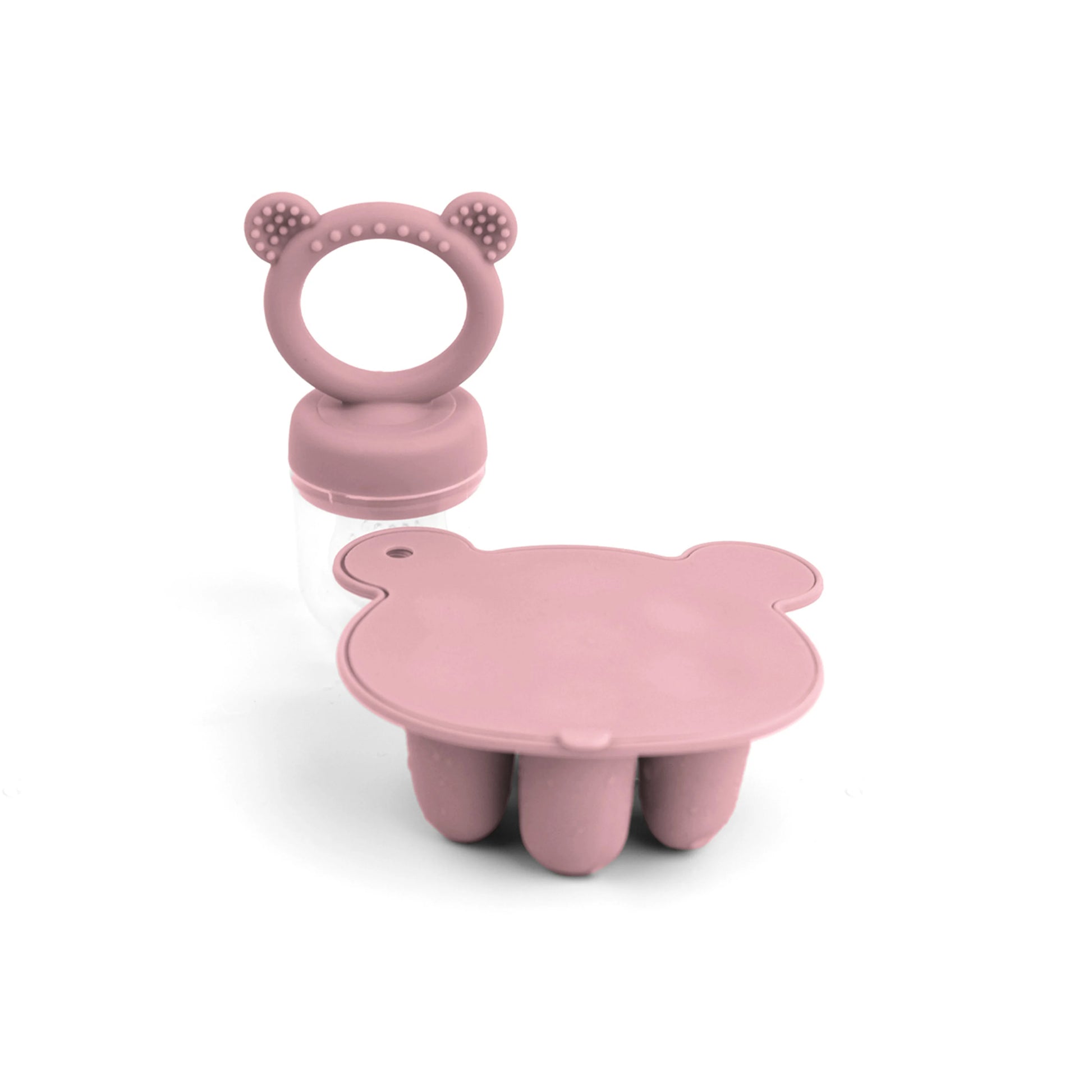 Moule silicone multifonction bébé – Tétine grignoteuse + bac de congélation ourson pour lait maternel, fruits ou purées