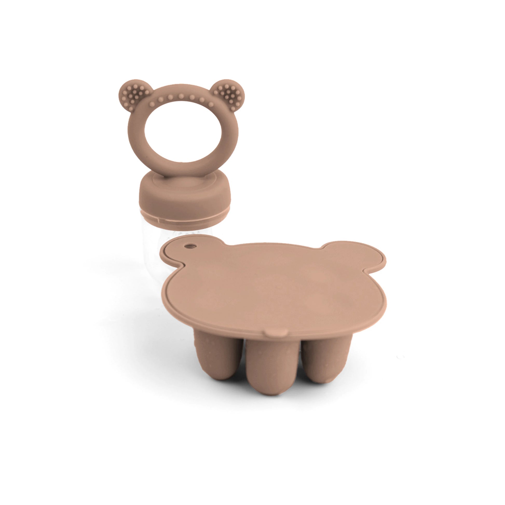 Moule silicone multifonction bébé – Tétine grignoteuse + bac de congélation ourson pour lait maternel, fruits ou purées