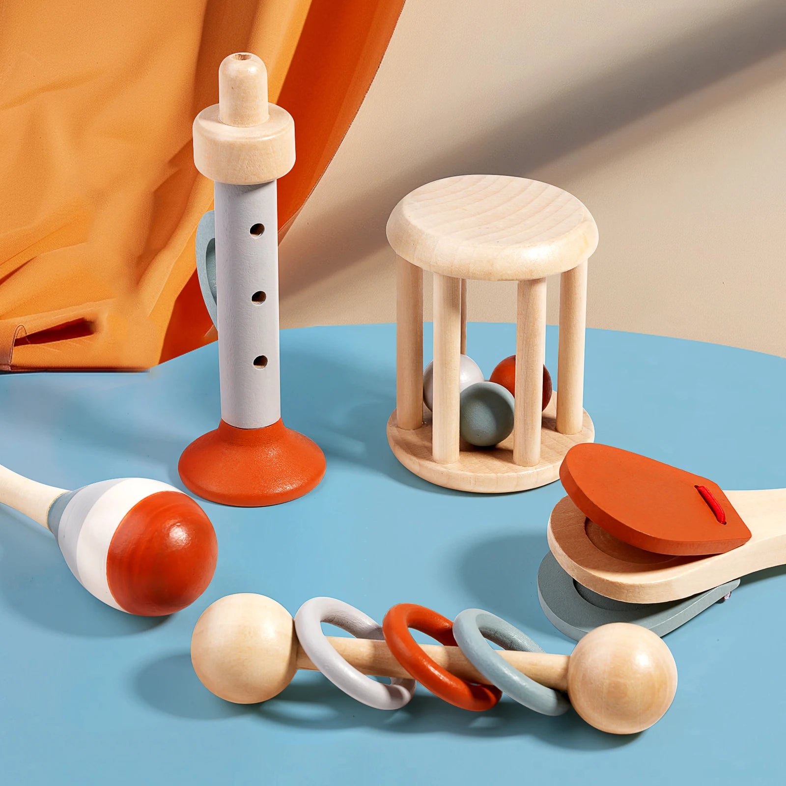 Jouet musical Montessori – Instruments en bois naturel