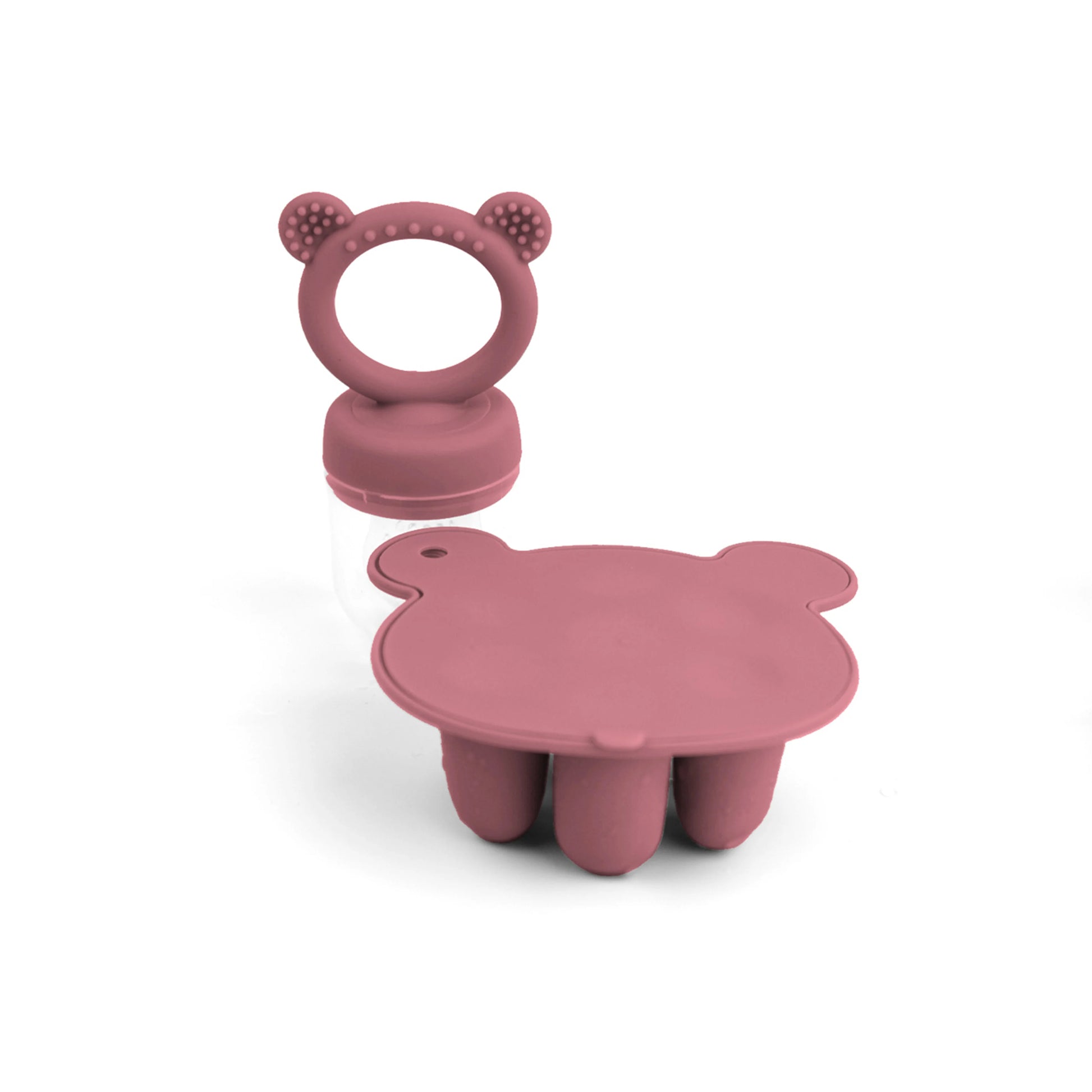 Moule silicone multifonction bébé – Tétine grignoteuse + bac de congélation ourson pour lait maternel, fruits ou purées
